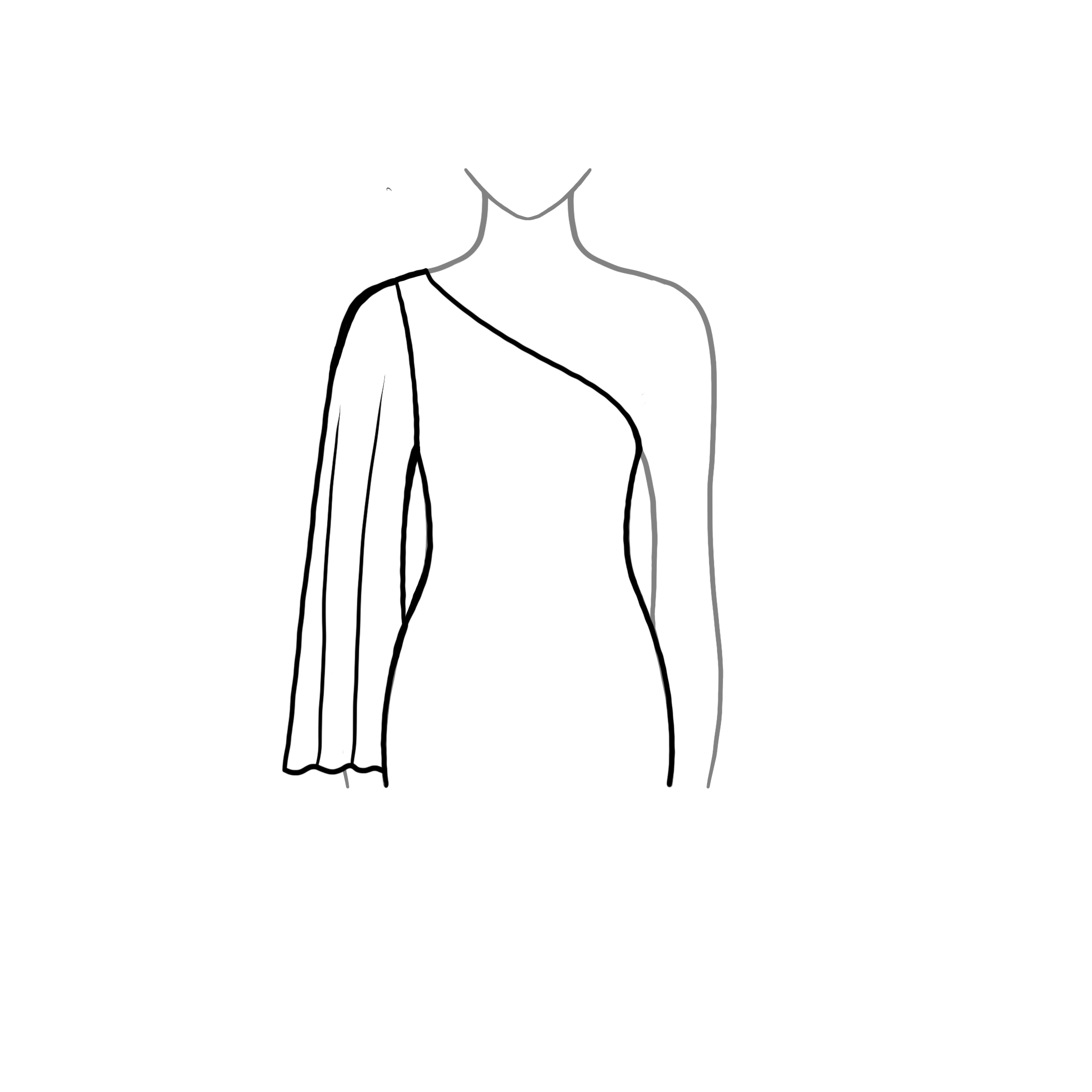 One Shoulder Flared Full.png Sleeve